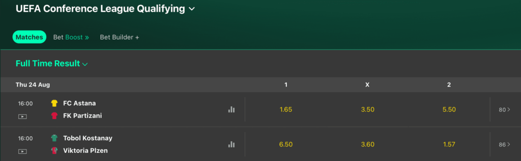 League odds bet365 