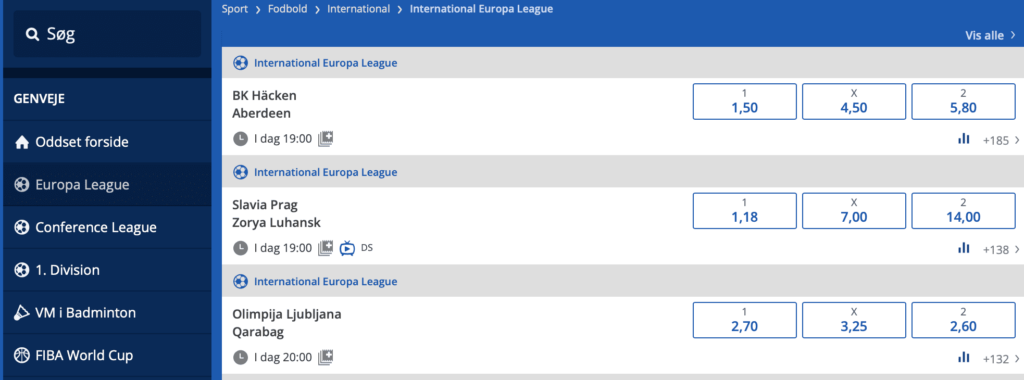 Europa League fodbold betting