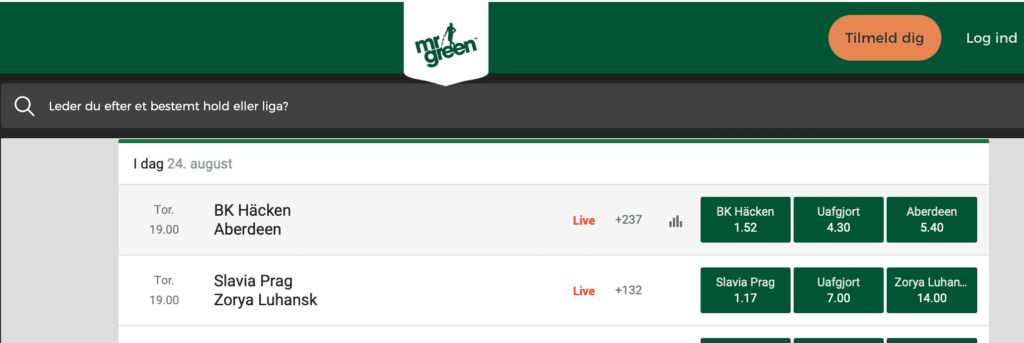 mr green odds Europa League