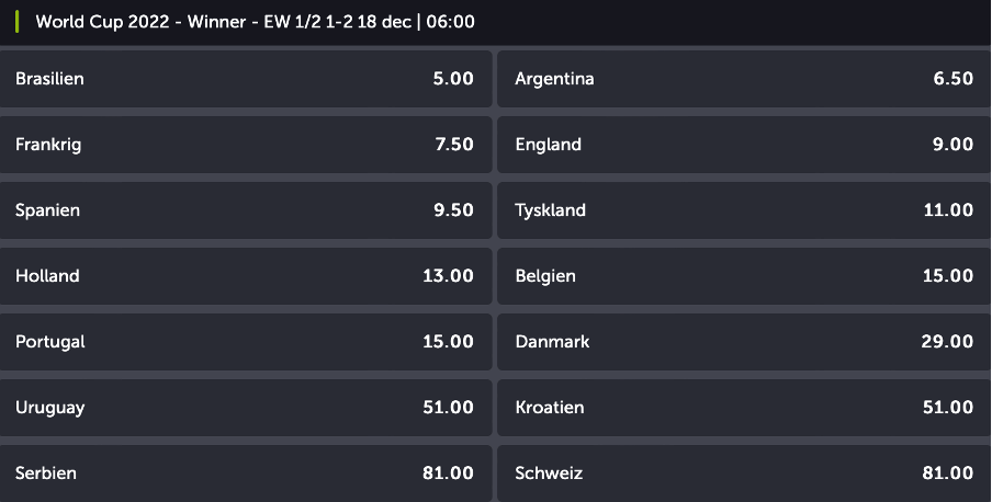 comeOn VM odds