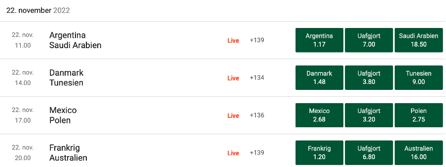 MrGreen VM odds